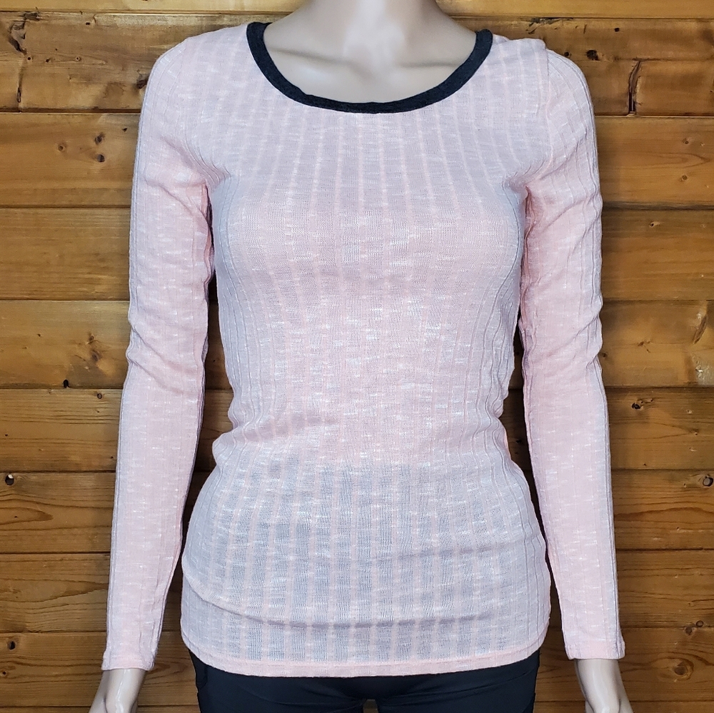 ❤️ AMERICAN DREAMS pink and gray top Long sleeves strech round neck Size S